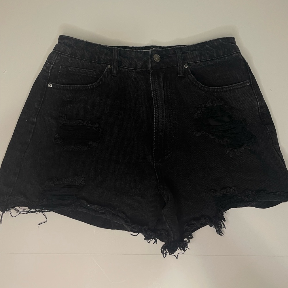 Black Denim High Waisted Shorts